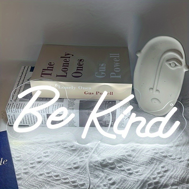 1 pc Be Kind LED Neon Sign, Ambient Wall Decoration Neon Sign for Hair Salon, Party, Office, Game Room, Restaurant, Family, Club, Living Room, Bar, Bedroom and Home Wall Decoration, Preferred for Friends and Family's Birthday and Holiday Gifts, USB Powered Illuminated Sign Hanging Device, 5V USB Power Supply