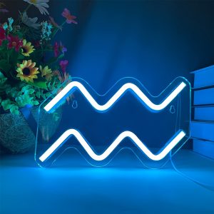 1 pc The Aquarius LED Neon Sign, Astrology Horoscope Ambiance Wall Decoration Neon Sign for Home, Party, Living Room, Bar, Club, Game Room, as Birthday, Holiday Gift, Bedroom and Home Wall Decoration, USB Powered Illuminated Sign Hanging Unit, 5V USB Power Supply