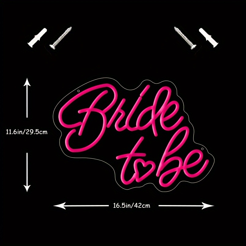 1 pc Bride to be LED neon sign, ambient wall decoration neon sign for weddings, bachelorette parties, engagement parties, wedding receptions, offices, homes, clubs, living rooms, bars, bedrooms and home wall decorations, preferred choice for friends and family's birthdays and wedding favours, USB powered illuminated sign hanging device, 5V USB power supply - 图片 3