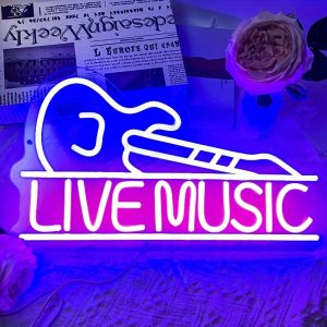 1 pc Guitar LED neon sign, commercial ambience wall decoration neon sign for shops, music parties, living rooms, pubs, clubs, hotels, games rooms, as birthday, music lover gifts, bedroom and home wall decoration, USB powered illuminated sign hanging unit, 5V USB power supply