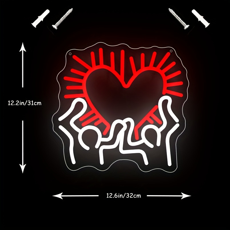 1 pc Love Art LED neon sign, space ambience wall decor neon sign for home, party, living room, bar, game room, club, as birthday, holiday gift, bedroom and home wall decor neon sign, 5 V USB power supply - 图片 3