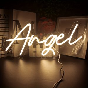 1 pc Warm White Angel LED neon sign, ambient wall decor neon sign for home, party, living room, office, bar, club, as a birthday, holiday gift, bedroom and home wall decor neon sign, 5 V USB power supply