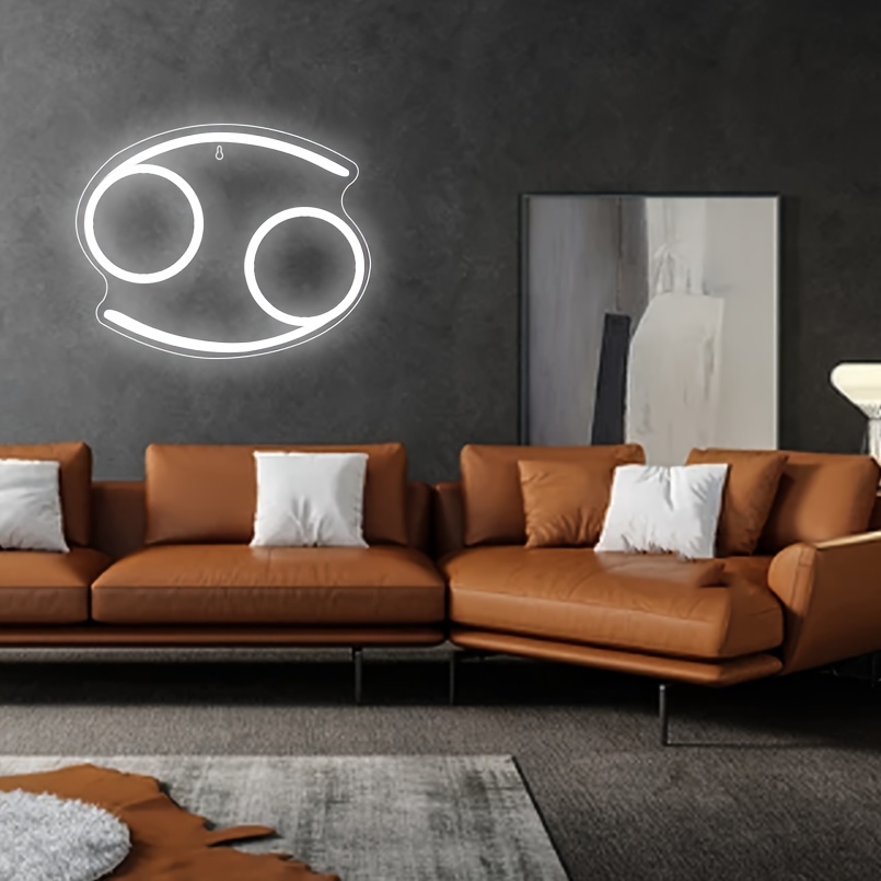 1 pc The Cancer LED Neon Sign, Astrology Horoscope Ambiance Wall Decoration Neon Sign for Home, Party, Living Room, Bar, Club, Game Room, as Birthday, Holiday Gift, Bedroom and Home Wall Decoration, USB Powered Illuminated Sign Hanging Unit, 5V USB Power Supply - 图片 6