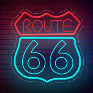 1 pc Route 66 LED neon sign, 3D engraved ambient wall decoration neon sign for party, office, game room, home, club, living room, bar, bedroom and home wall decoration, preferred as friends and family birthday, holiday gift, USB powered light up sign hanging device, 5V USB power supply
