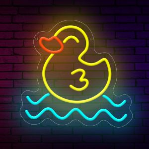 1 pc Cute Duckling Swimming in Water LED Neon Sign, Wall Decoration Neon Sign for Home, Clubs, Living Rooms, Children's Shops, Game Rooms, Birthday Parties and Christmas Gifts, Bedrooms and Home Wall Decorations, 5 V USB Power Supply