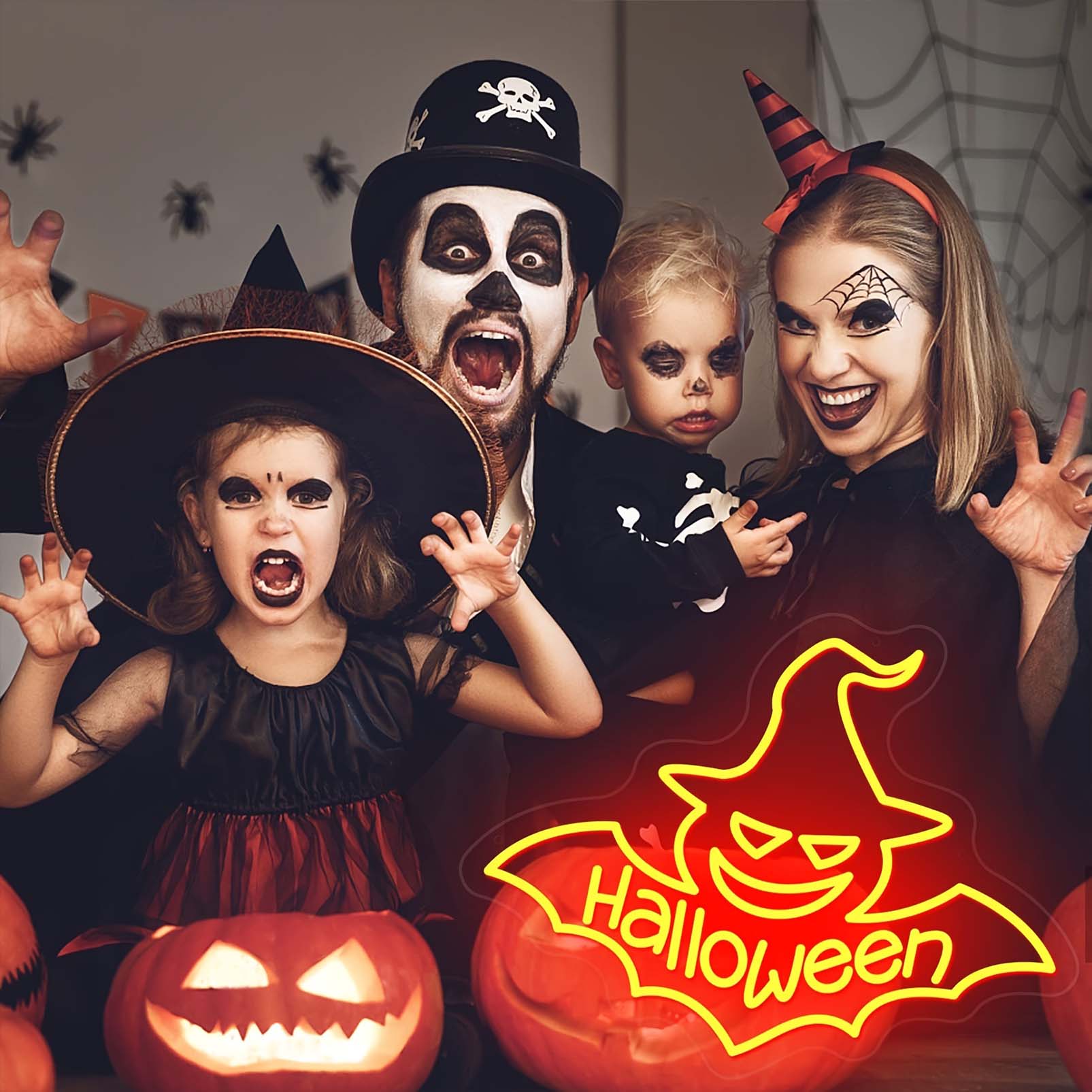 1 pc Bat Halloween Wall Neon Decoration, Dimmable LED Halloween Ambiance Wall Decoration Neon Sign, great for Halloween parties, bedrooms, birthday parties, pubs, shops, games rooms, clubs, rooms, friends party wall decorations, as a first choice for friends' family birthdays, Halloween gifts, USB powered light up sign hanging device, 5V USB power supply - 图片 6