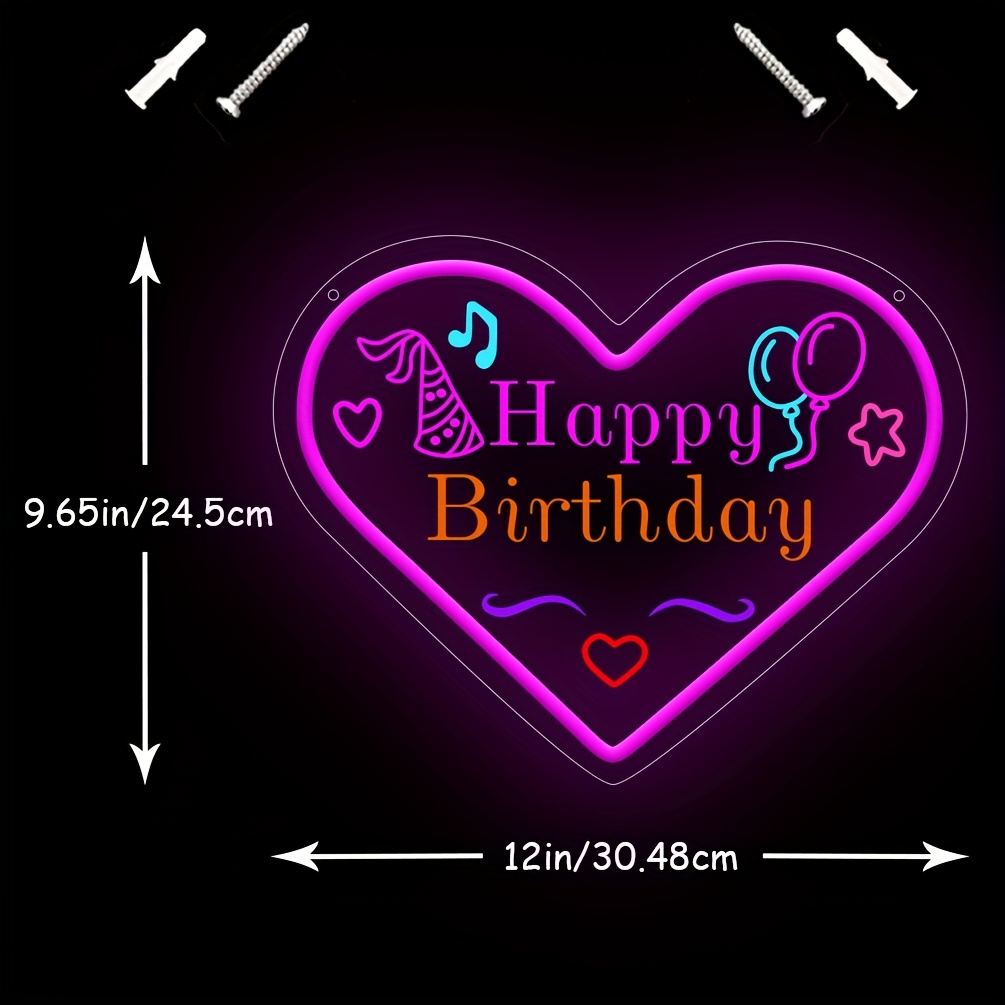 1 pc Happy Birthday Neon Sign, 3D Engraving, LED Neon, suitable for birthday parties, events, children's rooms, bedrooms, living rooms and home decorations, unique and ideal gift for birthdays, parties, ceremonies, children's day, housewarming, etc. - 图片 3