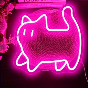 1 pc Rose Cat LED Neon Sign, Wall Decorative Neon Sign for Home, Pet Shop, Party, Living Room, Game Room, Children's Living Room, Birthday Christmas Gift, Bedroom and Home Wall Decorative Neon Sign, 5 V USB Power Supply