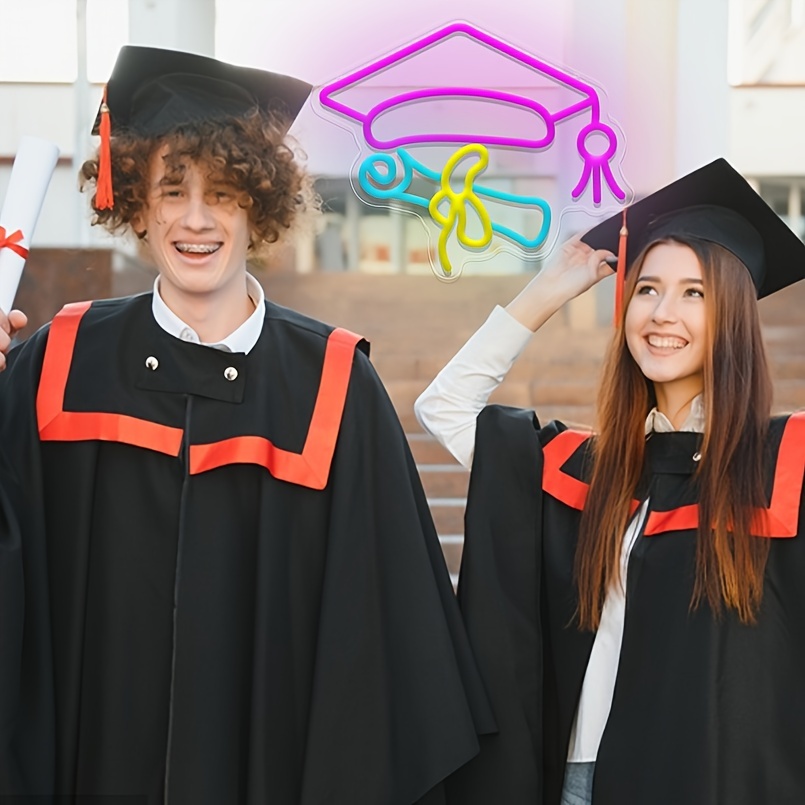 1 pc Graduation cap and certificate LED neon sign, ambient wall decoration neon sign for graduation season, graduation party, living room, bar, club, hotel, game room, as a birthday, graduation gift, bedroom and home wall decoration, USB powered illuminated sign hanging device, 5V USB power supply - 图片 6