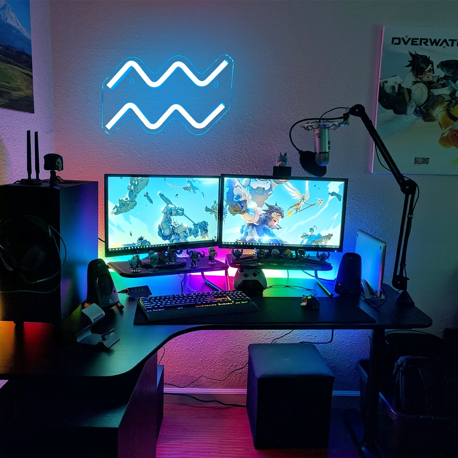 1 pc The Aquarius LED Neon Sign, Astrology Horoscope Ambiance Wall Decoration Neon Sign for Home, Party, Living Room, Bar, Club, Game Room, as Birthday, Holiday Gift, Bedroom and Home Wall Decoration, USB Powered Illuminated Sign Hanging Unit, 5V USB Power Supply - 图片 7