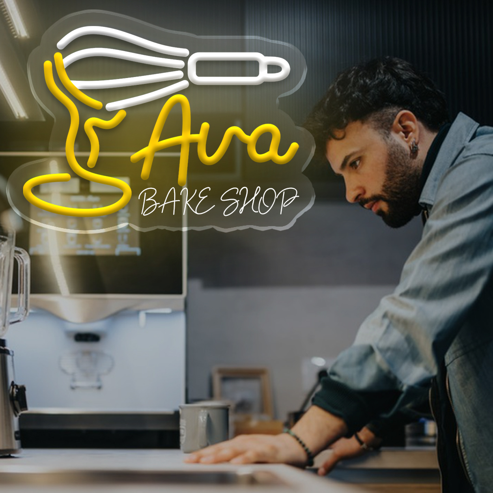 Custom neon sign featuring a whisk and name, personalised baking LED neon light, perfect for restaurants, bakeries, DIY parties, kitchens, living rooms and home décor. An ideal unique gift for DIY parties, bakeries, housewarming celebrations and more! - 图片 6