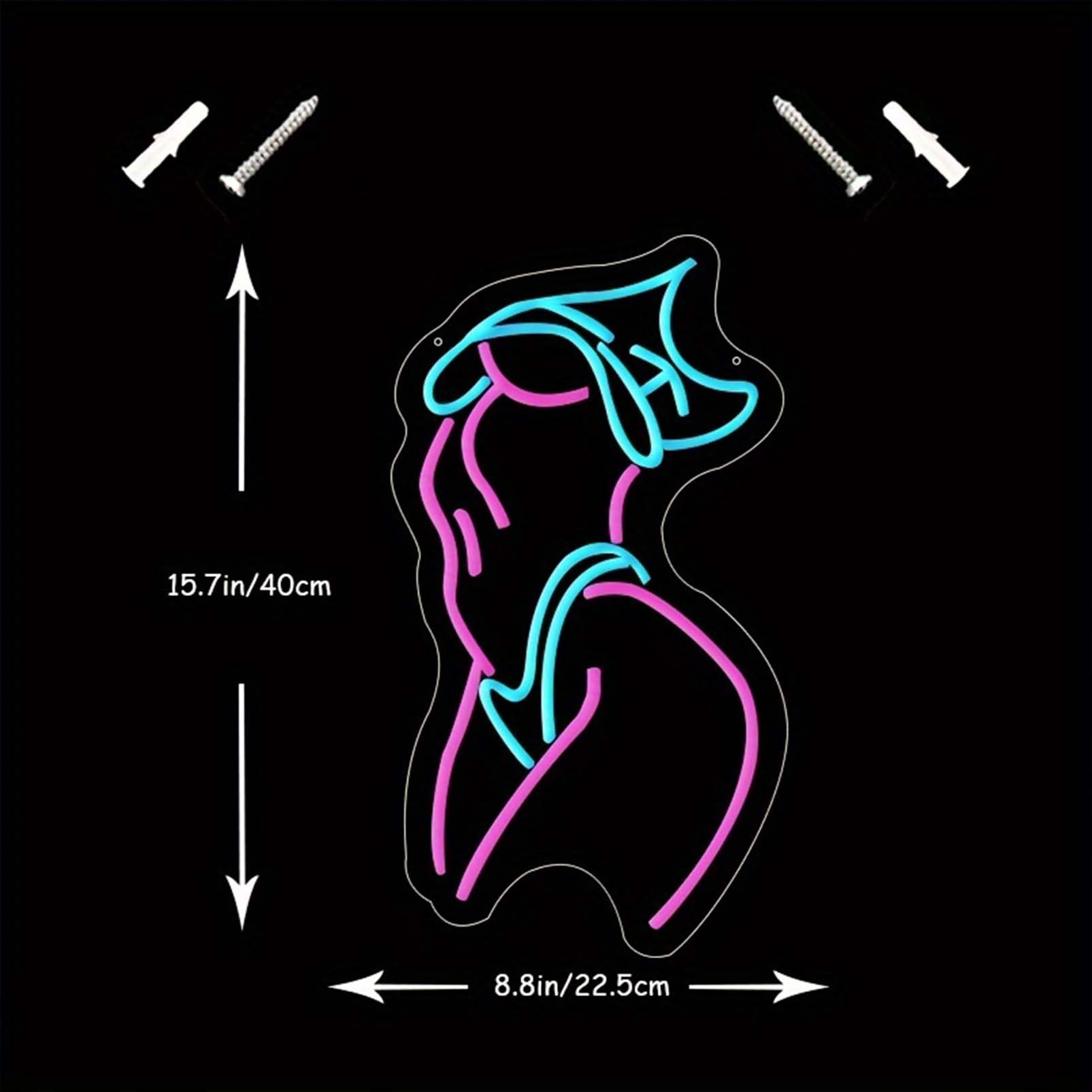 1 pc Lady Body LED Neon Sign, Ambient Wall Decoration Neon Sign for parties, game rooms, homes, clubs, living rooms, bars, bedrooms and home wall decorations, preferred as a gift, USB Powered Illuminated Sign Hanging Unit, 5V USB Power Supply - 图片 3