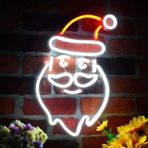 1 pc Santa Claus Wall Neon Decoration, Dimmable LED Christmas Ambiance Wall Decoration Neon Sign, great for Christmas parties, bedrooms, birthday parties, pubs, shops, games rooms, clubs, rooms, friends party wall decorations, as a friend's family birthday, Christmas gift preferred, USB powered light up sign hanging device, 5V USB power supply