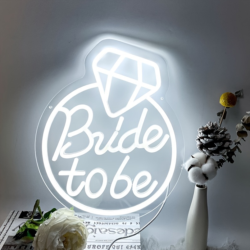 1 pc Diamond Shape Bride to Be LED Neon Sign, Wall Decoration Neon Sign for Wedding, Party, Family, Valentine's Day, Engagement, Bedroom and Home Wall Decoration, 5 V USB Power Supply