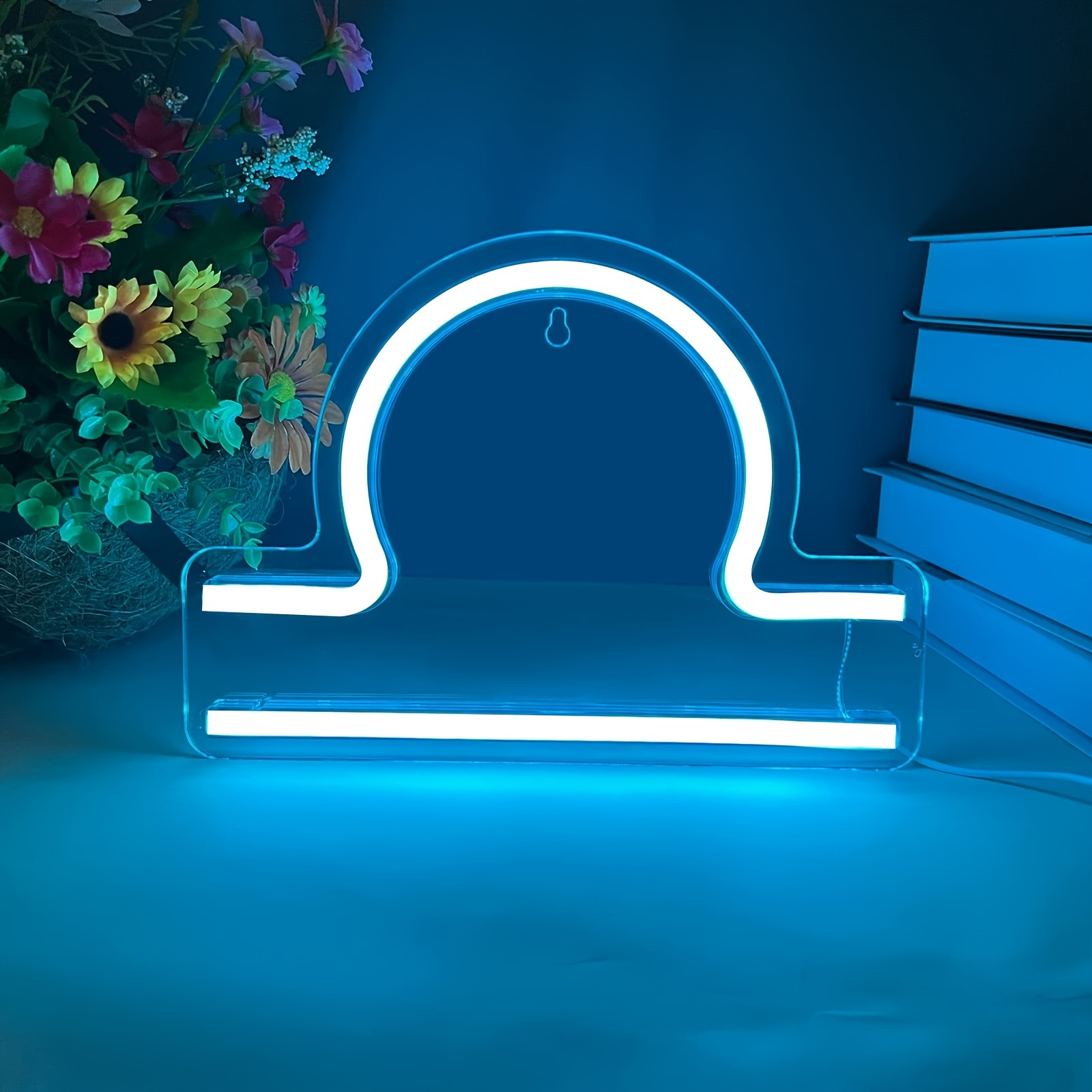 1 pc The Libra LED Neon Sign, Astrology Horoscope Ambiance Wall Decoration Neon Sign for Home, Party, Living Room, Bar, Club, Game Room, as Birthday, Holiday Gift, Bedroom and Home Wall Decoration, USB Powered Illuminated Sign Hanging Unit, 5V USB Power Supply