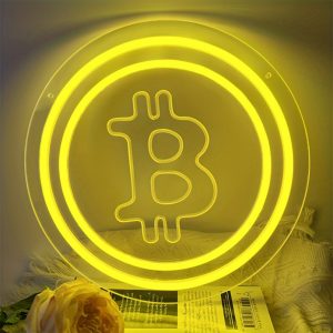 1 pc Bitcoin LED neon sign, 3D engraving, virtual currency ambient wall decoration neon sign for shops, banks, financial companies, bars, parties, offices, game rooms, families, clubs, living rooms, bedrooms, and home wall decorations, preferred as friends and family's birthdays, Bitcoin hobby gifts, USB powered illuminated sign hanging device, 5V USB power supply