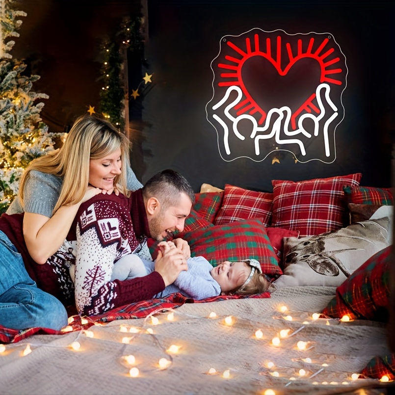 1 pc Love Art LED neon sign, space ambience wall decor neon sign for home, party, living room, bar, game room, club, as birthday, holiday gift, bedroom and home wall decor neon sign, 5 V USB power supply - 图片 2