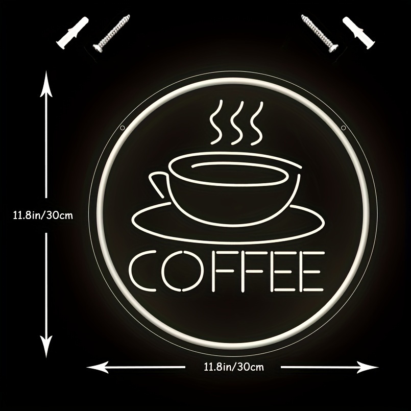 1 pc Coffee Cup LED Neon Sign, 3D Engraving, Ambient Wall Decoration Neon Sign for Shops, Restaurants, Parties, Coffee Shops, Bars, Offices, Families, Clubs, Living Rooms, Bedrooms and Home Wall Decorations, Preferred for Friends and Family's Birthdays and Festivals Gifts, USB Powered Illuminated Sign Hanging Unit, 5V USB Power Supply - 图片 3