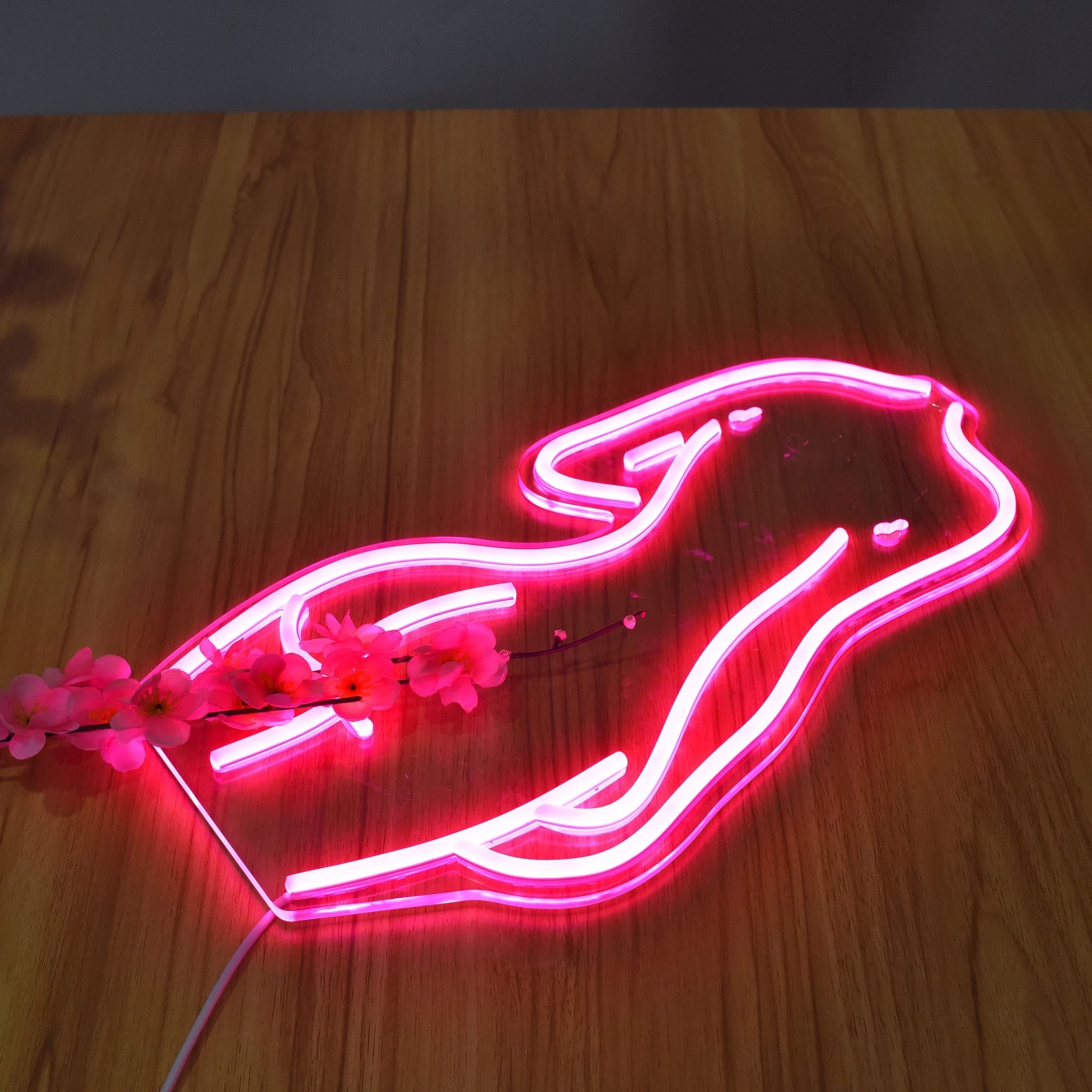 1 pc Lady Back LED Neon Sign, Ambient Wall Decor Neon Sign for Home, Party, Living Room, Bar, Club, as Birthday, Holiday Gift, Bedroom and Home Wall Decoration, USB Powered Illuminated Sign Hanging Unit, 5V USB Power Supply - 图片 6