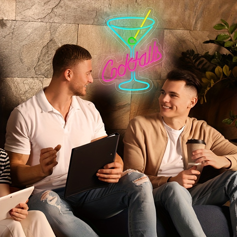 1 pc Cocktails LED Neon Sign, Wall Decoration Neon Sign for Parties, Home, Bars, Men's Caves, Bedroom and Home Wall Decoration, 5 V USB Power Supply - 图片 2