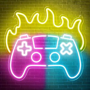 1 pc Gaming LED neon sign, ambient wall decor neon sign for game room, home, party, living room, office, bar, club, as birthday, holiday gift, bedroom and home wall decor neon sign, 5 V USB power supply
