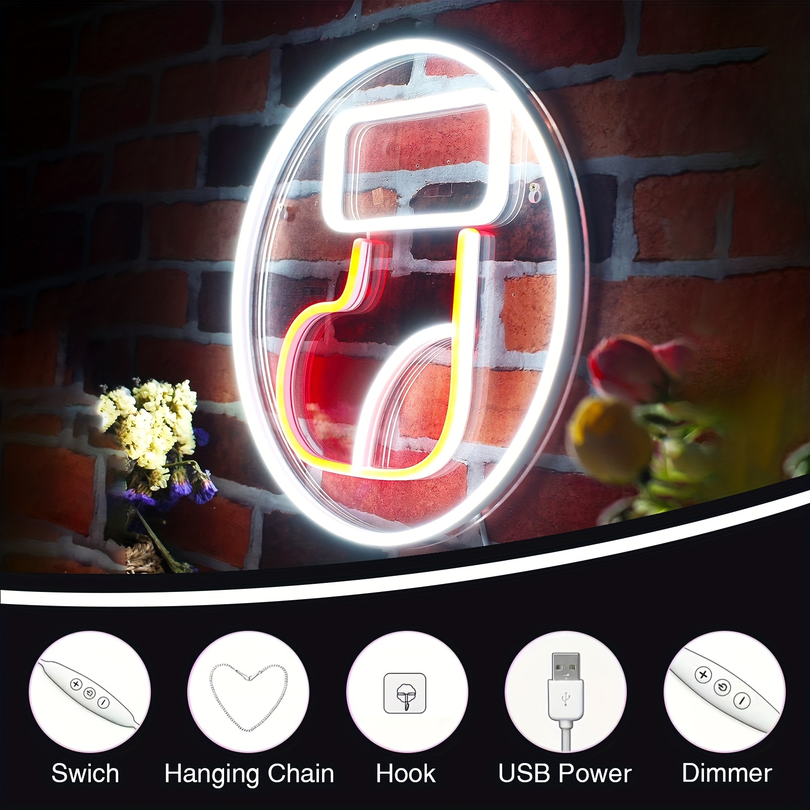 1 pc Christmas Stocking Wall Neon Decoration, Dimmable LED Christmas Ambiance Wall Decoration Neon Sign, perfect for Christmas parties, bedrooms, birthday parties, pubs, shops, games rooms, clubs, rooms, friends party wall decorations, as a friend's family birthday, Christmas gift preferred, USB powered light up sign hanging device, 5V USB power supply - 图片 5