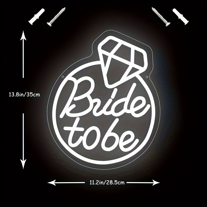 1 pc Diamond Shape Bride to Be LED Neon Sign, Wall Decoration Neon Sign for Wedding, Party, Family, Valentine's Day, Engagement, Bedroom and Home Wall Decoration, 5 V USB Power Supply - 图片 3