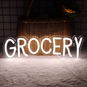 1 pc Grocery LED Neon Sign, Commercial Ambiance Wall Decor Neon Sign for Shops, Grocery Stores, Shops, Store and Home Wall Decor, Preferred as Gifts for Friends and Family, USB Powered Illuminated Sign Hanging Unit, 5V USB Power Supply
