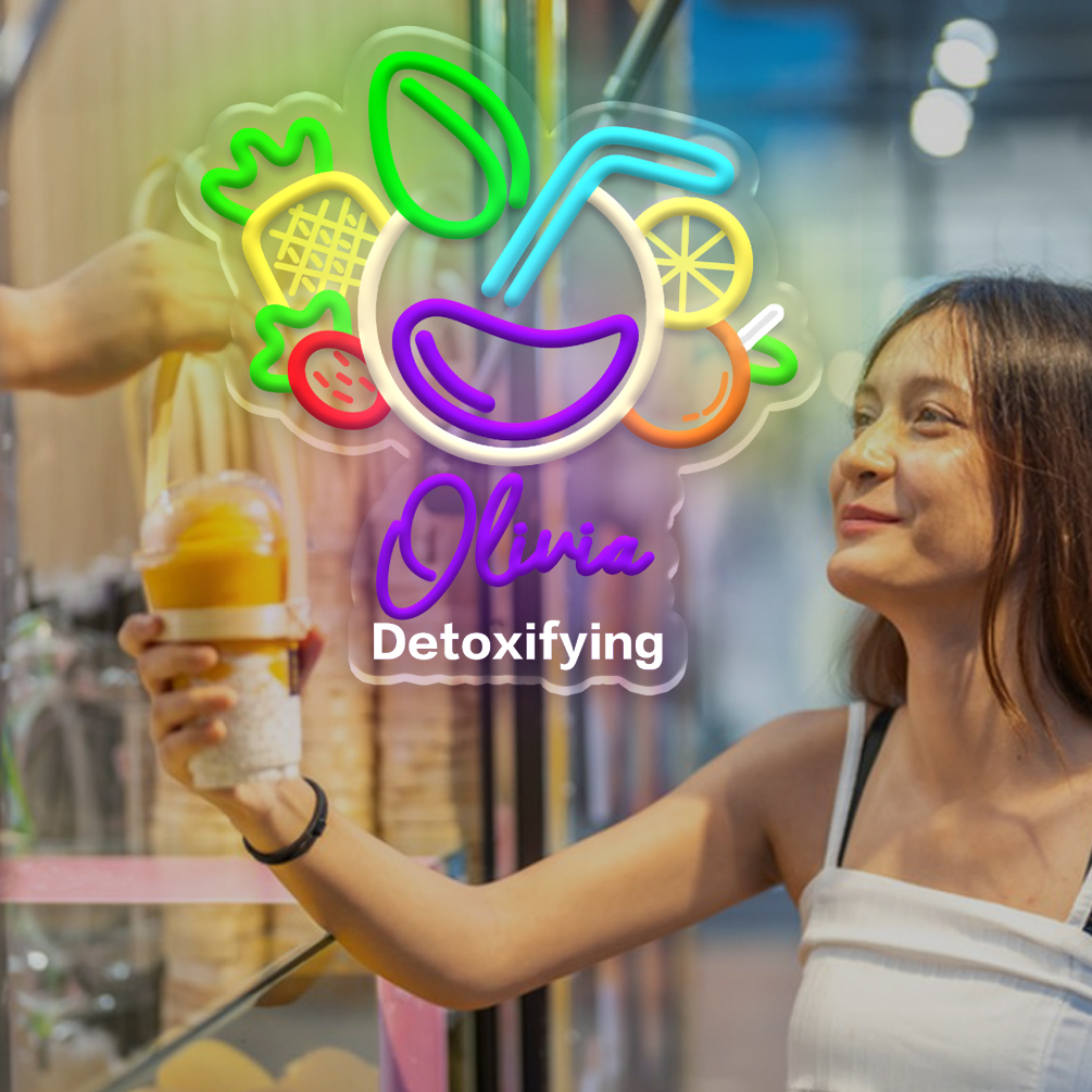 Customised fresh juice and name neon signs, personalised LED neon lights, perfect for graduation season, juice bars, food trucks, parties, cafés, living rooms and home décor. An ideal unique gift for graduation celebrations, parties, clubs, housewarmings and more! - 图片 2