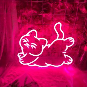 1 pc Rose Red Cute Cat LED Neon Sign, Wall Decoration Neon Sign for Home, Club, Living Room, Shop, Game Room, Birthday Party Gift, Bedroom and Home Wall Decoration, 5 V USB Power Supply