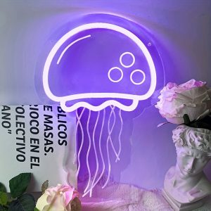 1 PC PURPLE JELLYFISH LED NEON SIGN, 3D ENGRAVING, AMBIENT WALL DECORATION NEON SIGN FOR BARS, OCEAN THEMED PARTIES, OFFICES, HOMES, CLUBS, LIVING ROOMS, BEDROOMS AND HOME WALL DECORATIONS, PREFERRED AS BIRTHDAY AND HOLIDAY GIFTS FOR FRIENDS AND FAMILY, USB POWERED ILLUMINATED SIGN HANGING UNIT, 5V USB POWER SUPPLY