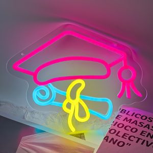 1 pc Graduation cap and certificate LED neon sign, ambient wall decoration neon sign for graduation season, graduation party, living room, bar, club, hotel, game room, as a birthday, graduation gift, bedroom and home wall decoration, USB powered illuminated sign hanging device, 5V USB power supply