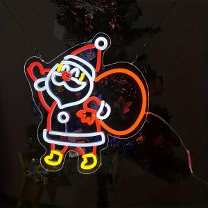 1 pc Santa Claus Wall Neon Sign, Dimmable LED Christmas Atmosphere Wall Decor Neon Sign, Perfect for Christmas Parties, Bedrooms, Birthday Parties, Bars, Shops, Game Rooms, Clubs, Rooms, Friends Gatherings Wall Decor, Top Choice as Birthday or Christmas Gift for Friends and Family, USB-Powered Illuminated Sign Hanging Kit, 5V USB Power Supply
