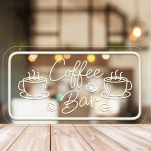 1 pc Coffee Bar LED Neon Sign, 3D Engraving, Ambient Wall Decoration Neon Sign for Cafes, Parties, Bars, Offices, Families, Clubs, Living Rooms, Bedrooms and Home Wall Decorations, Preferred as Birthday and Holiday Gifts for Friends and Families, USB Powered Illuminated Sign Hanging Unit, 5V USB Power Supply