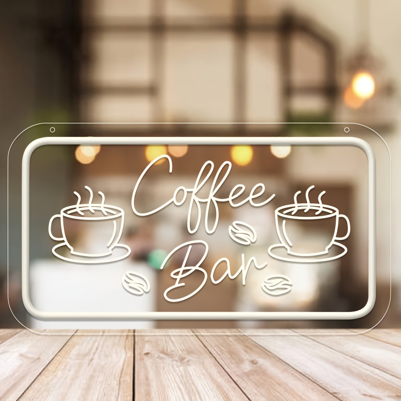 1 pc Coffee Bar LED Neon Sign, 3D Engraving, Ambient Wall Decoration Neon Sign for Cafes, Parties, Bars, Offices, Families, Clubs, Living Rooms, Bedrooms and Home Wall Decorations, Preferred as Birthday and Holiday Gifts for Friends and Families, USB Powered Illuminated Sign Hanging Unit, 5V USB Power Supply