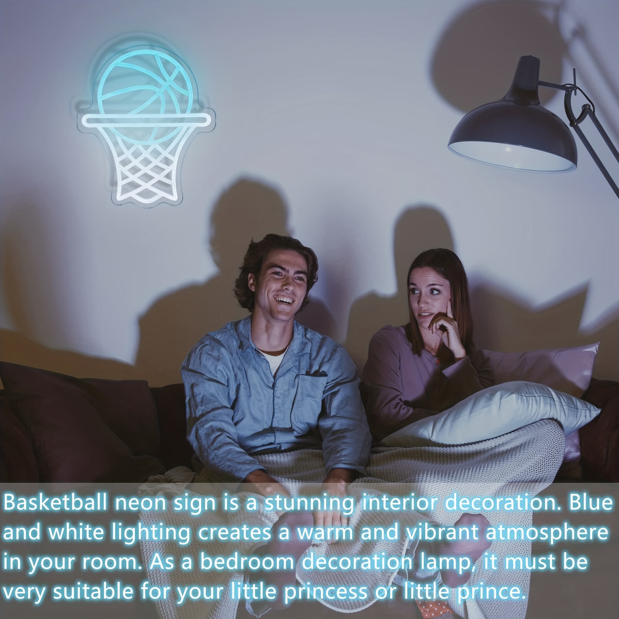 1 pc Basketball Hoop LED Neon Sign, Basketball themed ambient wall decoration neon sign for basketball themed parties, offices, basketball courts, game rooms, homes, clubs, living rooms, bars, bedrooms and home wall decorations, preferred choice for friends and family's birthdays, basketball hobby gifts, USB powered illuminated sign hanging device, 5V USB power supply - 图片 6
