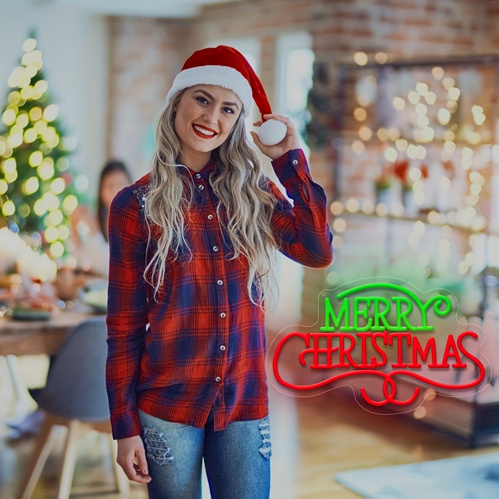 1 pc Merry Christmas LED Neon Sign, Personalised Gifts, Christmas Wall Decoration Lights, Great for Christmas Parties, Bedrooms, Hotels, Cafes, Entertainment Rooms, Shops, Living Room Wall Decorations, Wall Mounted LED Lights, 5V USB Power Supply - 图片 6