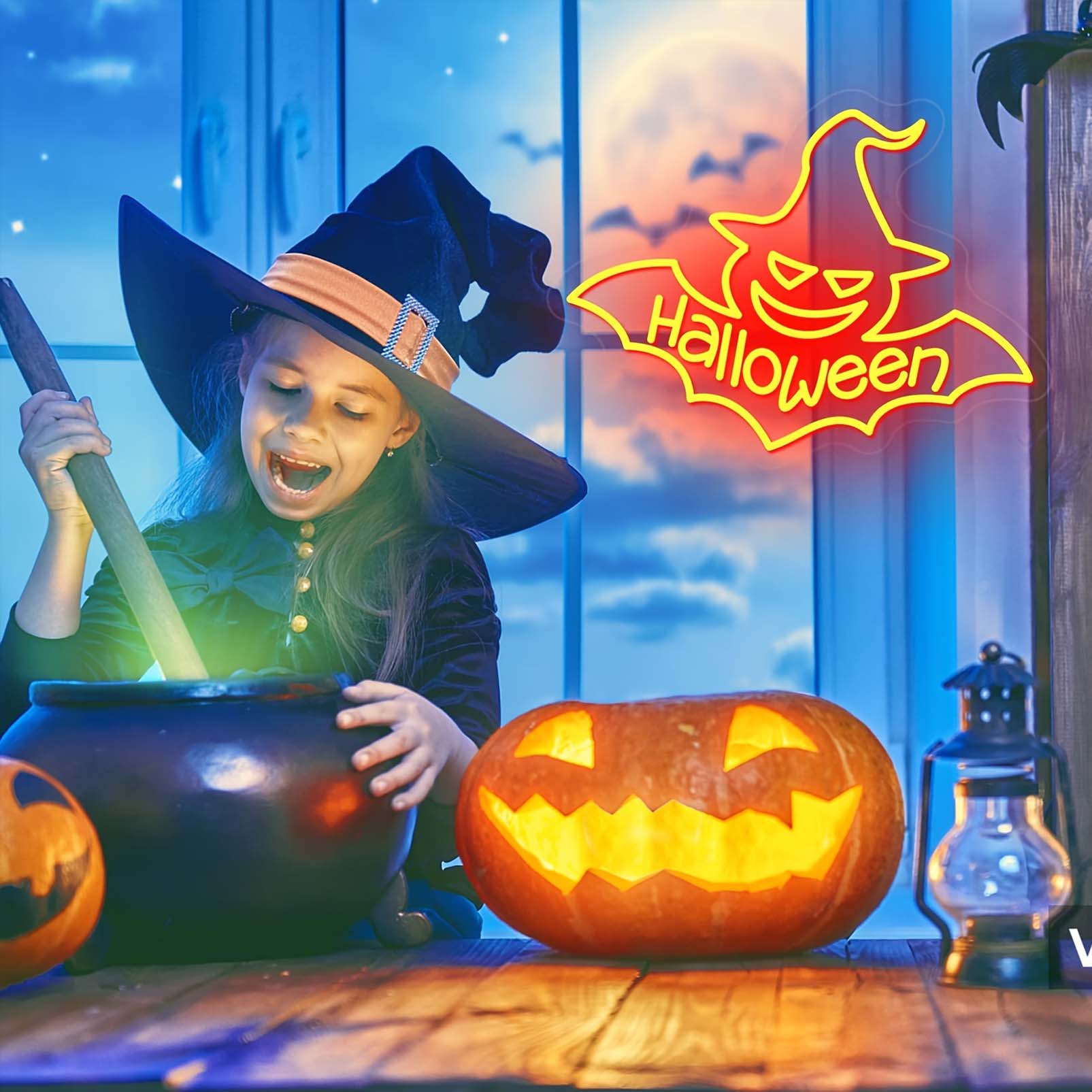 1 pc Bat Halloween Wall Neon Decoration, Dimmable LED Halloween Ambiance Wall Decoration Neon Sign, great for Halloween parties, bedrooms, birthday parties, pubs, shops, games rooms, clubs, rooms, friends party wall decorations, as a first choice for friends' family birthdays, Halloween gifts, USB powered light up sign hanging device, 5V USB power supply - 图片 4