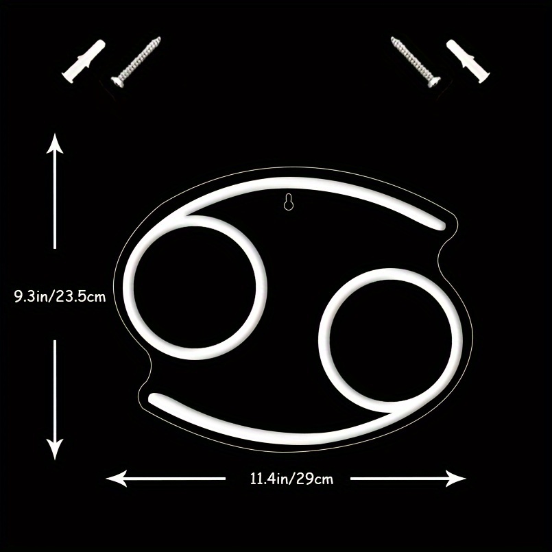 1 pc The Cancer LED Neon Sign, Astrology Horoscope Ambiance Wall Decoration Neon Sign for Home, Party, Living Room, Bar, Club, Game Room, as Birthday, Holiday Gift, Bedroom and Home Wall Decoration, USB Powered Illuminated Sign Hanging Unit, 5V USB Power Supply - 图片 3