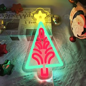 1 pc Christmas Holly Wall Neon Sign, Dimmable LED Christmas Atmosphere Wall Decor Neon Sign, Perfect for Christmas Parties, Bedrooms, Birthday Parties, Bars, Shops, Game Rooms, Clubs, Rooms, Friends Gatherings Wall Decor, Top Choice as Birthday or Christmas Gift for Friends and Family, USB-Powered Illuminated Sign Hanging Kit, 5V USB Power Supply