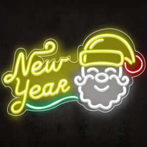 1 pc New Year Wall Neon Decoration, Dimmable LED Christmas Ambience Wall Decoration Neon Sign, perfect for Christmas parties, bedrooms, birthday parties, pubs, shops, games rooms, clubs, rooms, friends party wall decorations, as a friend's family birthday, Christmas gift first choice, USB powered light up sign hanging unit, 5V USB power supply