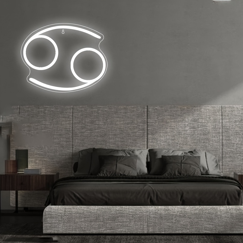 1 pc The Cancer LED Neon Sign, Astrology Horoscope Ambiance Wall Decoration Neon Sign for Home, Party, Living Room, Bar, Club, Game Room, as Birthday, Holiday Gift, Bedroom and Home Wall Decoration, USB Powered Illuminated Sign Hanging Unit, 5V USB Power Supply - 图片 2