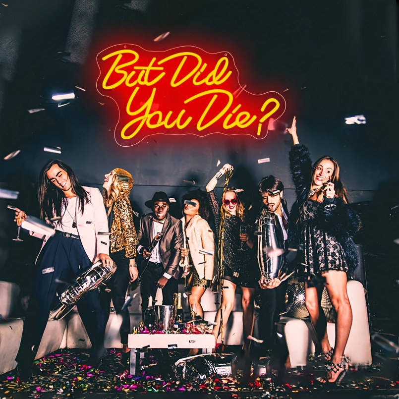 1 pc red But Did You Die LED neon sign, ambient wall decoration neon sign for home, party, living room, bar, club, game room, as a birthday, holiday gift, bedroom and home wall decoration, USB powered illuminated sign hanging device, 5V USB power supply - 图片 2