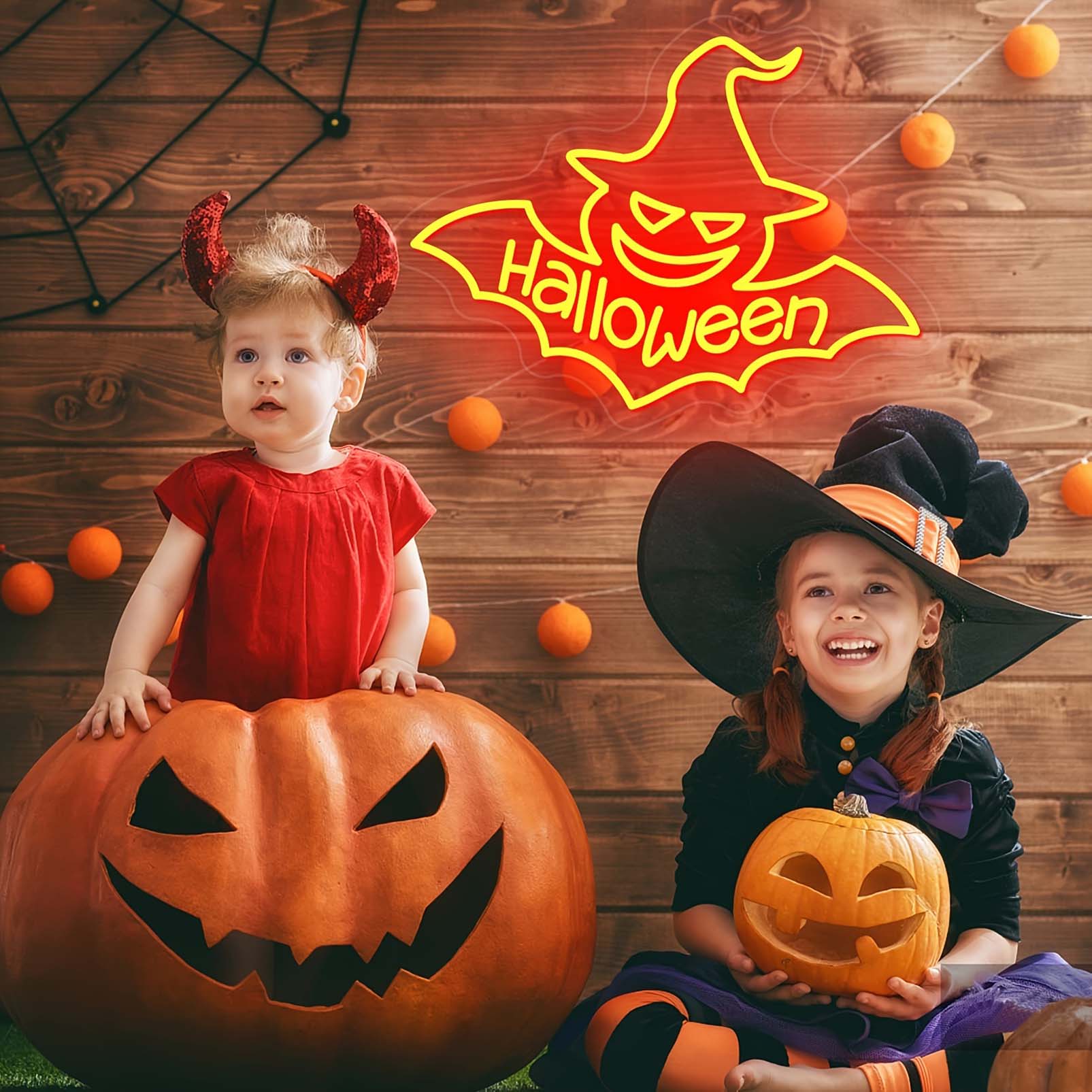 1 pc Bat Halloween Wall Neon Decoration, Dimmable LED Halloween Ambiance Wall Decoration Neon Sign, great for Halloween parties, bedrooms, birthday parties, pubs, shops, games rooms, clubs, rooms, friends party wall decorations, as a first choice for friends' family birthdays, Halloween gifts, USB powered light up sign hanging device, 5V USB power supply - 图片 2