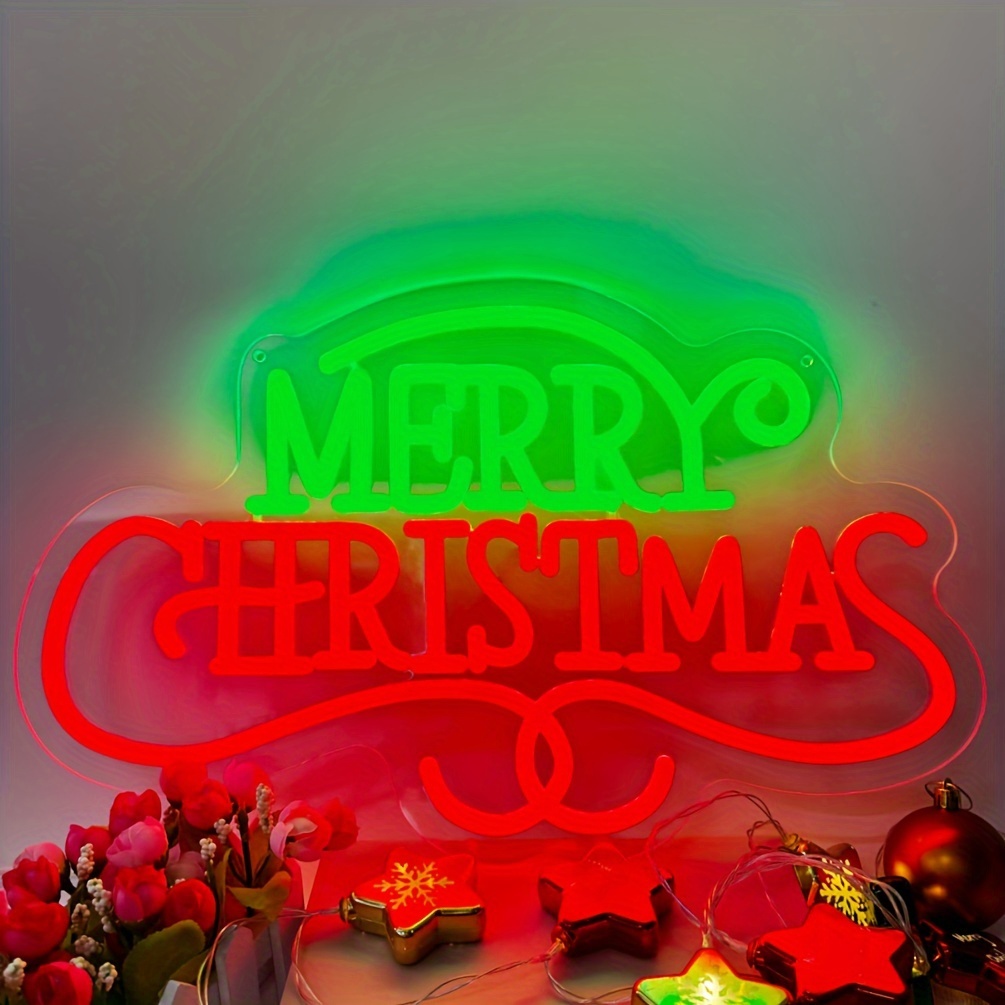 1 pc Merry Christmas LED Neon Sign, Personalised Gifts, Christmas Wall Decoration Lights, Great for Christmas Parties, Bedrooms, Hotels, Cafes, Entertainment Rooms, Shops, Living Room Wall Decorations, Wall Mounted LED Lights, 5V USB Power Supply