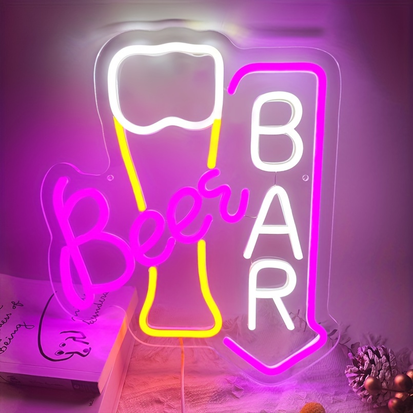 1 pc Beer Bar LED neon sign, ambient wall decoration neon sign for parties, restaurants, home bars, living rooms, pubs, clubs, bedrooms and home wall decorations, preferred as birthday and holiday gifts for friends and family, USB powered illuminated sign hanging device, 5V USB power supply