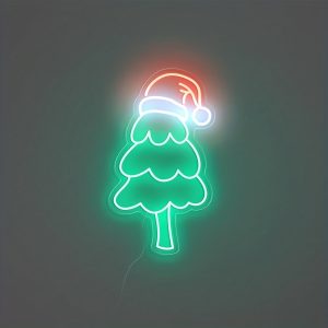 1 pc Christmas Tree with Hat Wall Neon Decoration, Dimmable LED Christmas Ambiance Wall Decoration Neon Sign, perfect for Christmas parties, bedrooms, birthday parties, pubs, shops, games rooms, clubs, rooms, friends party wall decorations, as a first choice for friends and family birthday, Christmas gifts, USB powered illuminated sign hanging device, 5V USB power supply