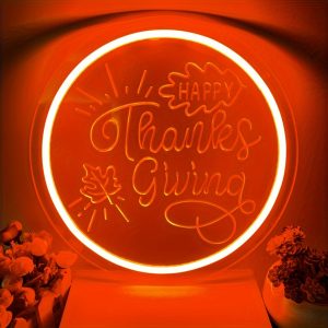 1 pc Happy Thanksgiving LED Neon Sign, Dimmable Creative Art Strip Lights, Wall Decoration Neon Sign, Perfect for Home Parties, Autumn Harvest Celebrations, Bedrooms, Hotels, Cafes, Recreation Rooms, Shops, Living Room, 5V USB Power Supply