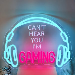 1 pc Gaming Headset LED Neon Sign, 3D Engraving, Ambient Wall Decoration Neon Sign, Suitable for video game area, audio/video room, party, office, game room, family, club, living room, bar, bedroom, and home wall decoration, as a first choice for friends' and family's birthday and holiday gifts, USB Powered Illuminated Sign Hanging Unit, 5V USB Power Supply