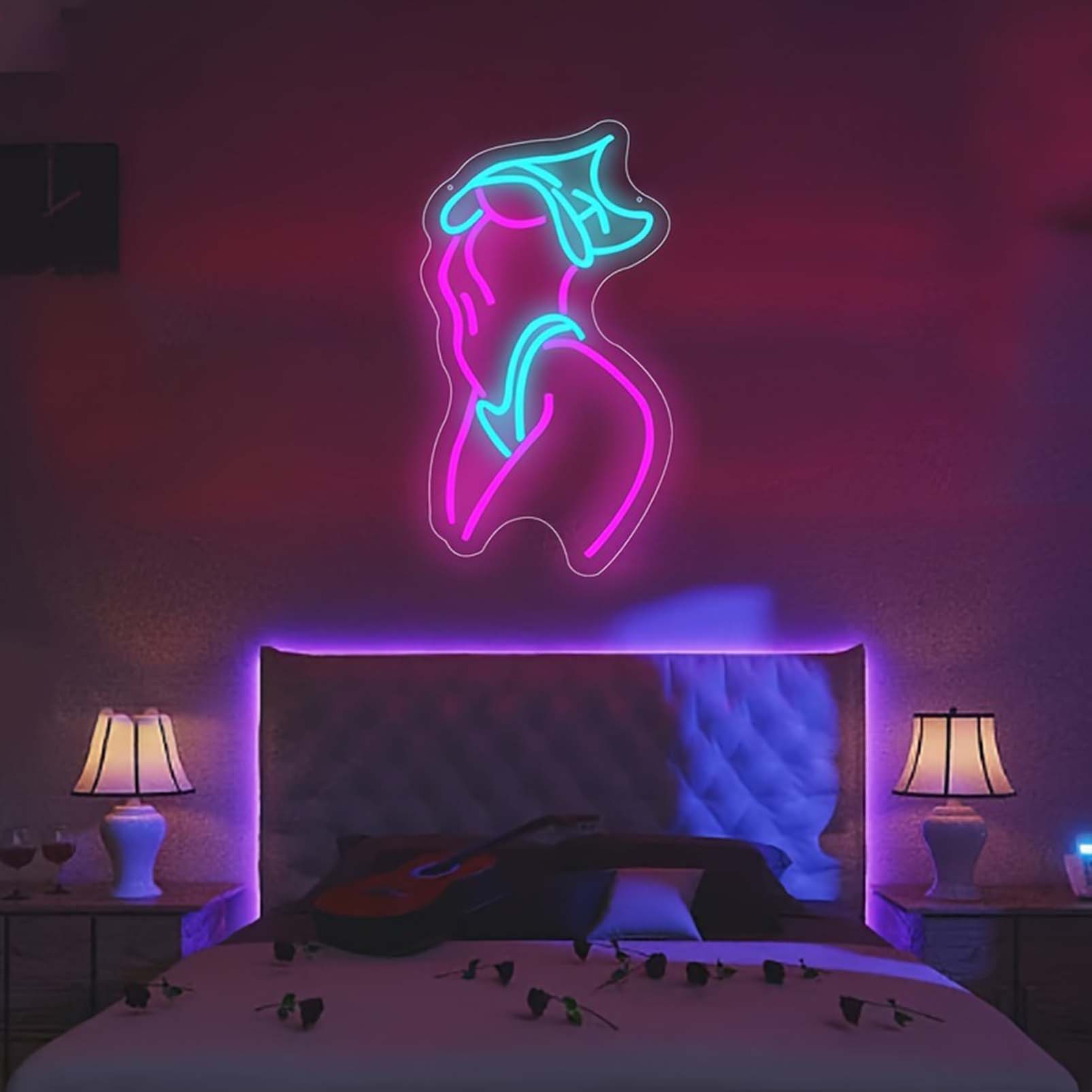 1 pc Lady Body LED Neon Sign, Ambient Wall Decoration Neon Sign for parties, game rooms, homes, clubs, living rooms, bars, bedrooms and home wall decorations, preferred as a gift, USB Powered Illuminated Sign Hanging Unit, 5V USB Power Supply - 图片 2